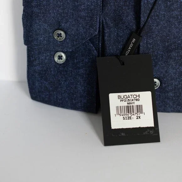 Bugatchi Classic Long Sleeve Navy Blue Shirt, Size 2X - Picture 4 of 6